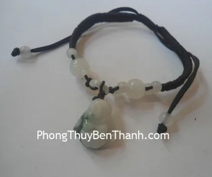Dây rút Phật Di Lạc đá Miến Điện-2 hạt lớn mới S145