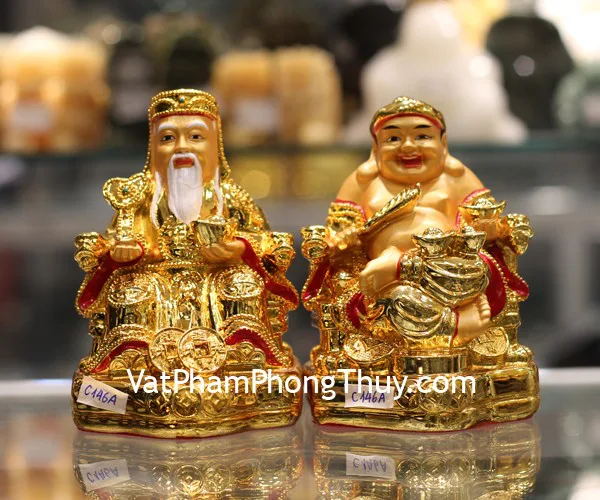 Thần tài thổ địa vàng đỏ nhỏ